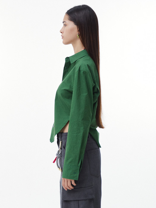 Slit Crop Shirt (Green)