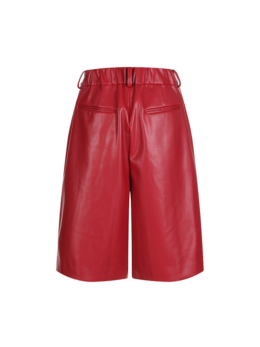  vegan leather culotte pants_red