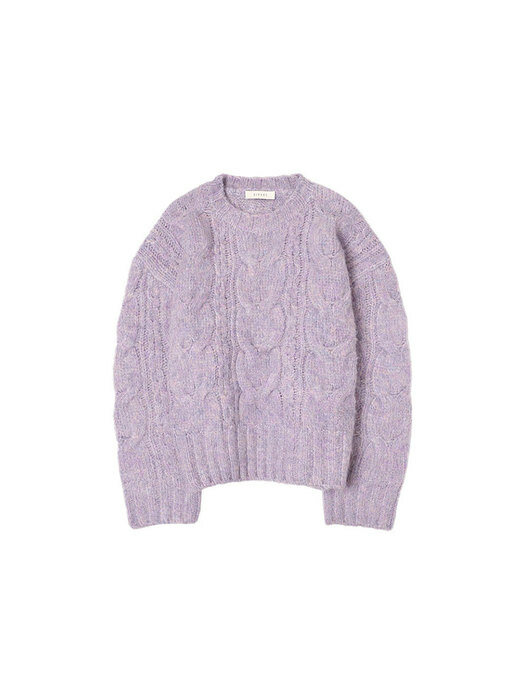 SIKN2053 mohair overfit cable knit_Purple