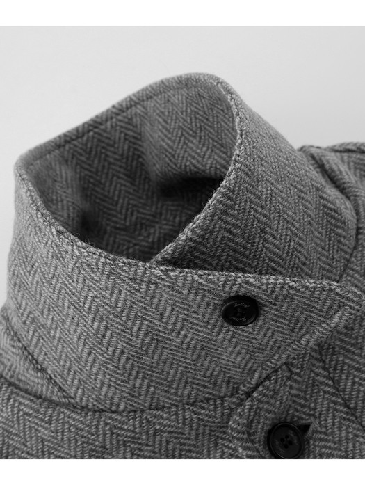 Tweed wool Balmacaan Coat (Brown)     