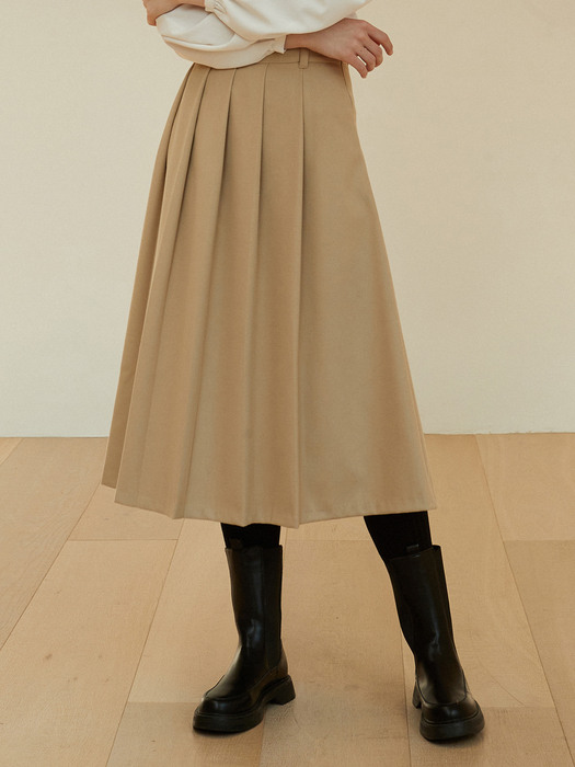 AD061 pleated skirt (beige)