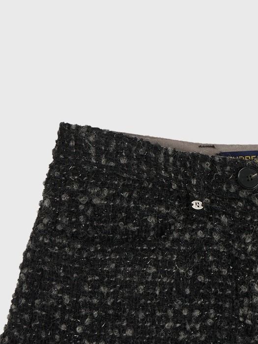 metallic tweed pants - black