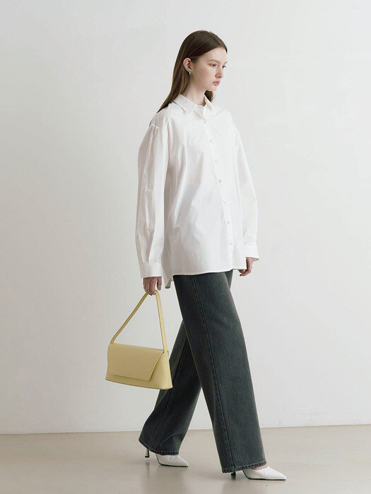 Basic daily loose fit puff shirts - white