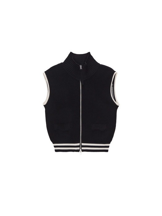 SPELL POINT STRIPE KNIT VEST IN BLACK