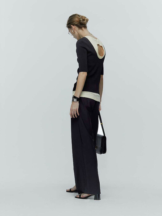 RELAX-RISED BACK TAP PANTS_BLACK