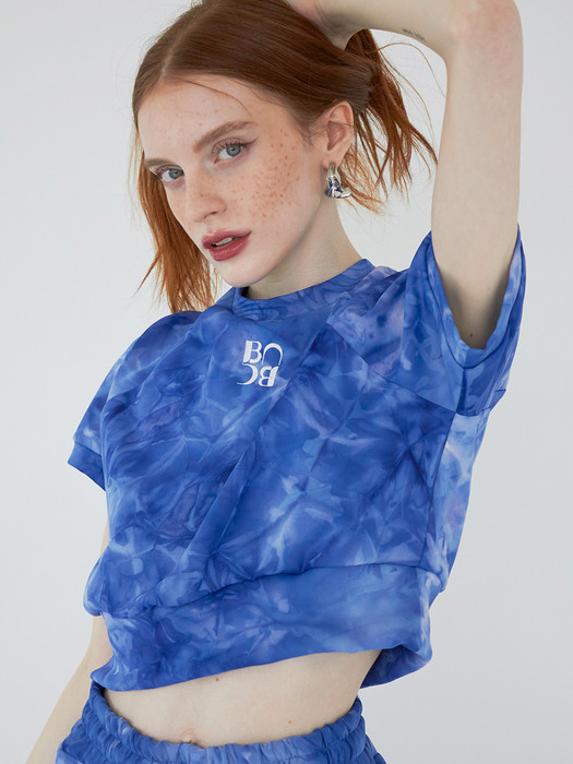  Marble summer crop sweatshirt (Blue)