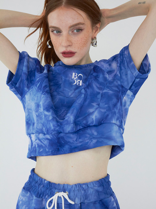  Marble summer crop sweatshirt (Blue)