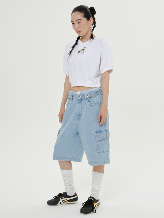  SPORTY CROPPED TEE,WHITH