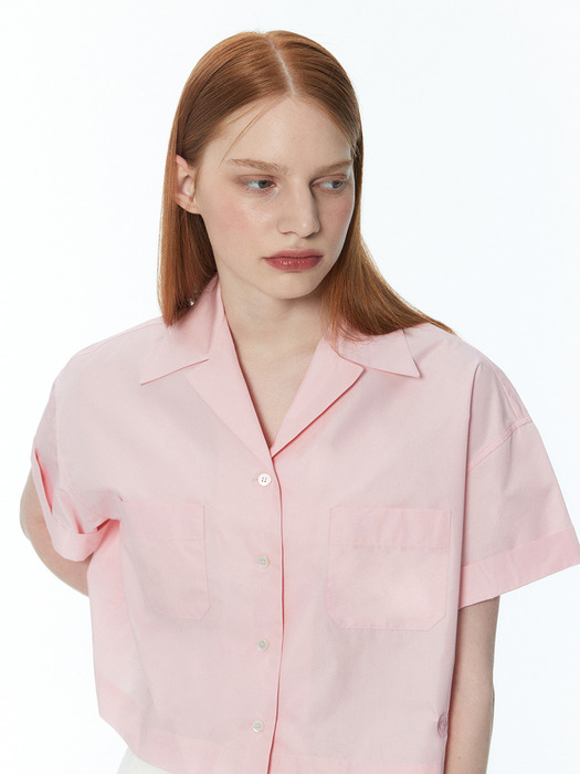 Solid crop shirt 001 Pink