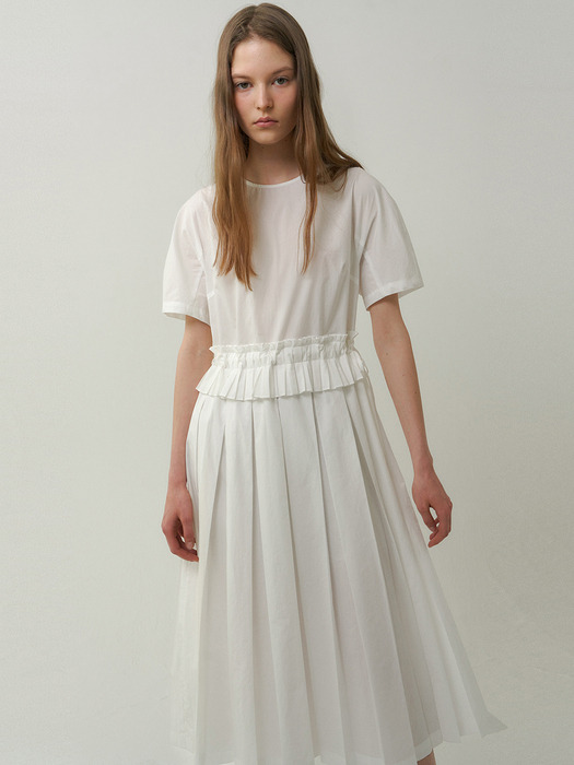 cotton pleats dress (white)