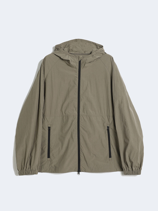 MATT NYLON HOODED JACKET (KHAKI)