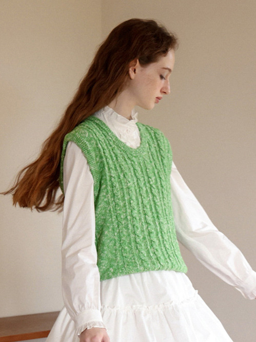 Cest_Cable knit vest_GREEN