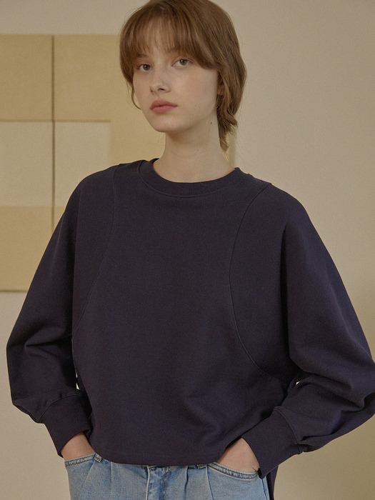 Curved Line Sweatshirt - Navy