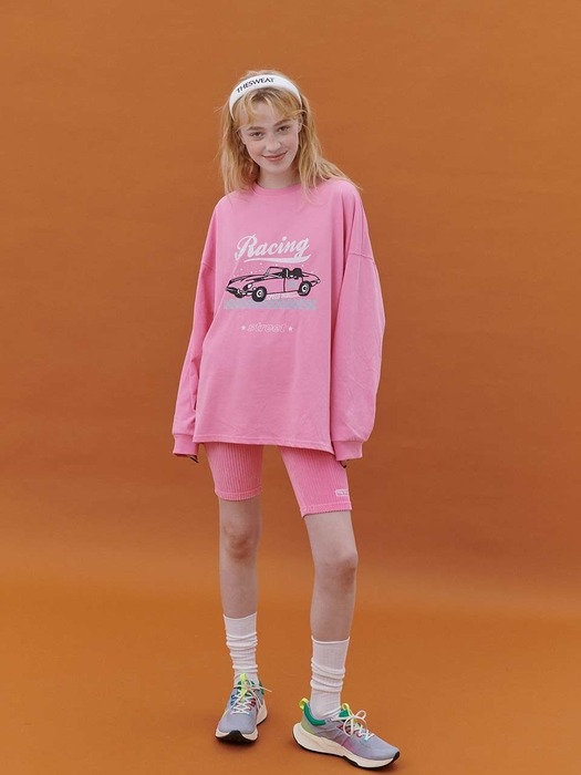 Racing Oversized-fit T-shirt (PINK)