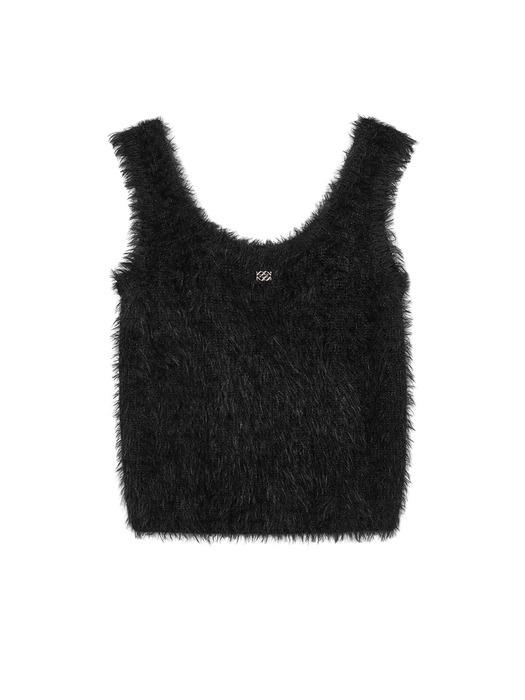 Fluffy Knit Vest Black