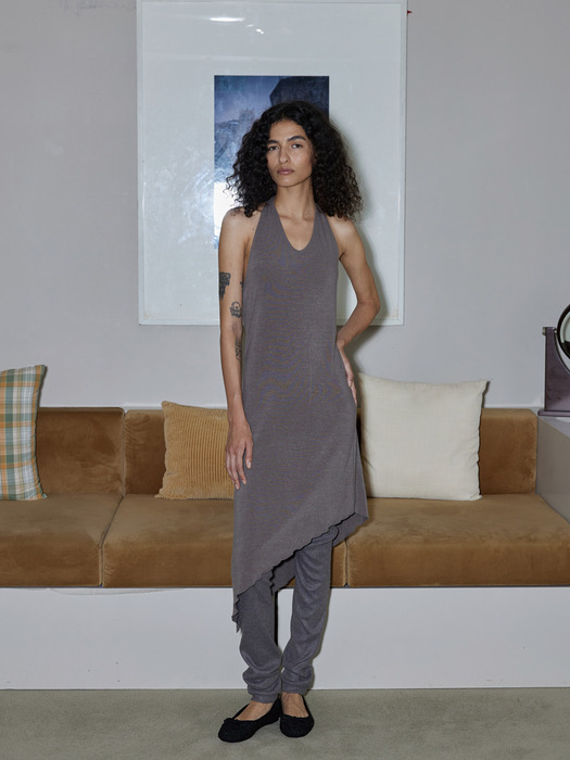 Unbalanced long dress (gray)