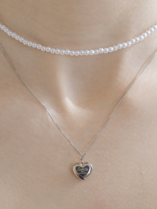 CKE201[Renewal][2SET][surgical steel]Two Rows of Heart Layered Necklace