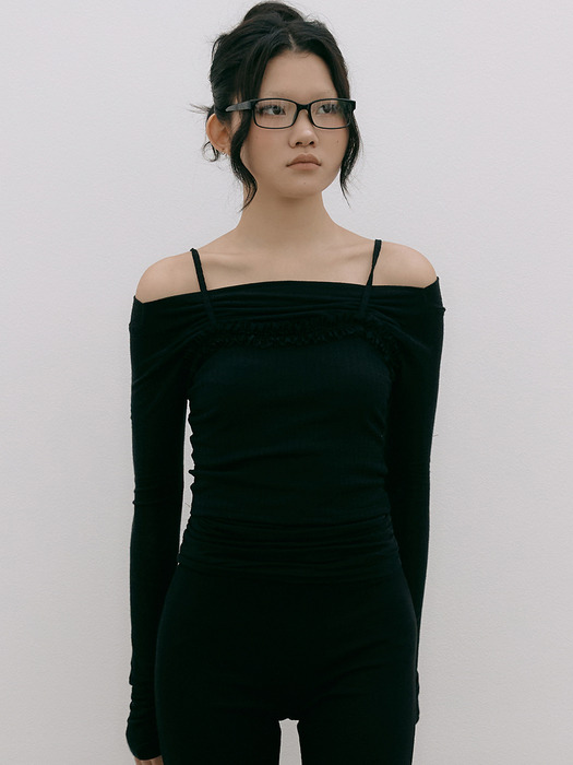 Lina Shirring Top BLACK