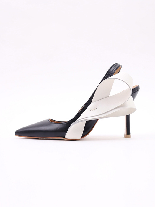 RIBBON BOUQUET SLINGBACK_BLACK & WHITE