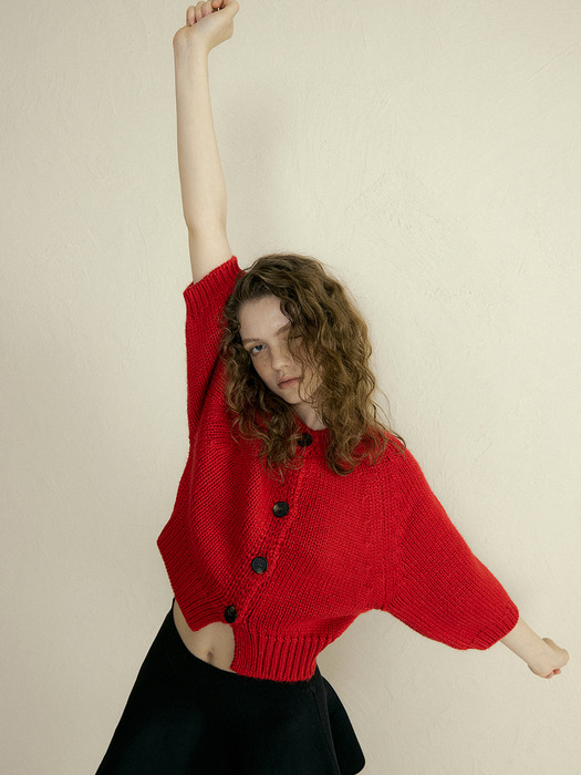 165 cloud knit cardigan (red)