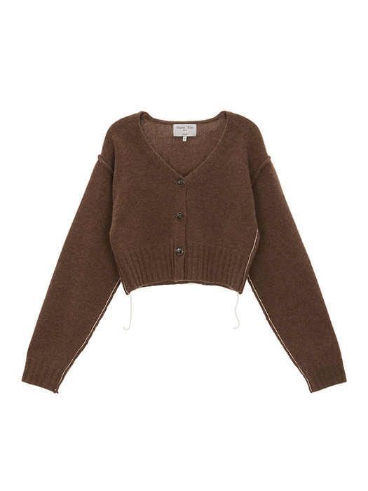 MATIN STITCH POINT CROP CARDIGAN IN BROWN