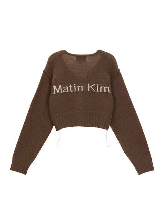 MATIN STITCH POINT CROP CARDIGAN IN BROWN