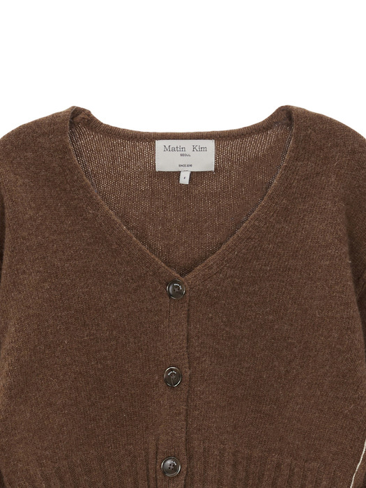 MATIN STITCH POINT CROP CARDIGAN IN BROWN