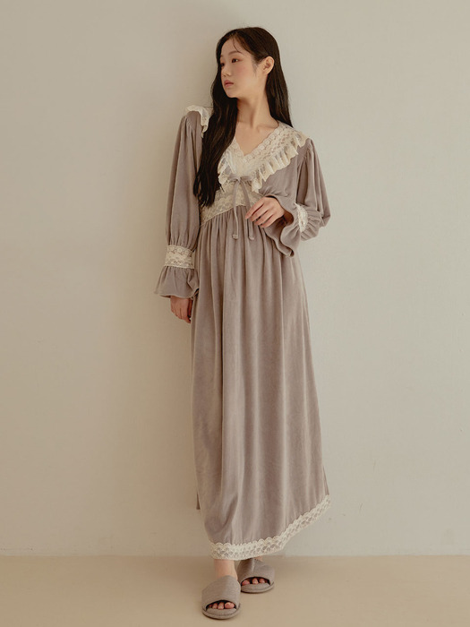 여성 그라나다 밍크스판 브이넥 원피스 잠옷(3C)