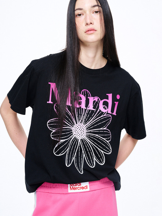 TSHIRT FLOWERMARDI GRADATION_BLACK PINK