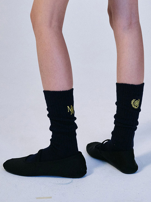 LONG SOCKS MRD LOGO_NAVY YELLOW