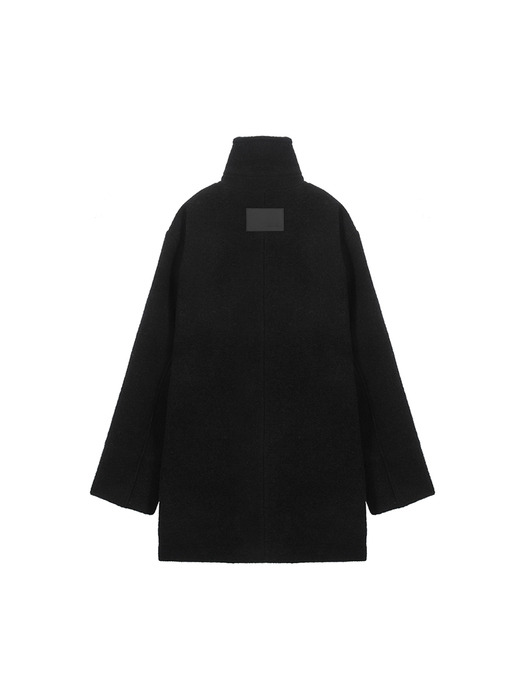 WOOL BLENDED HALF COAT IN BLACK