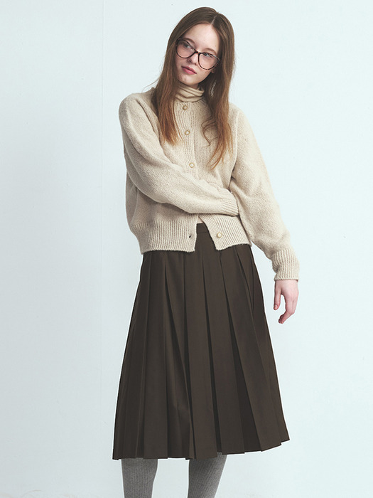 WHOLEGARMENT BUTTON CARDIGAN_BEIGE