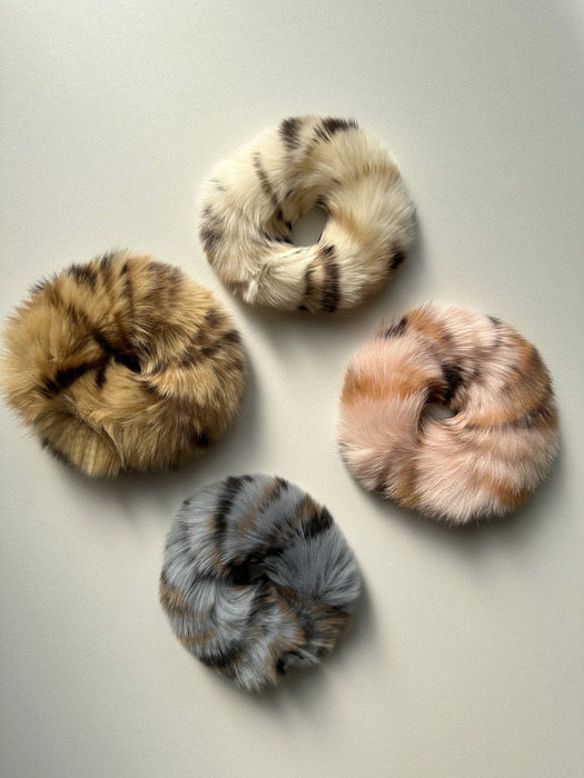 Mink hair scrunchie (4color)