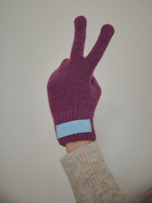 Corduroy Label Wool Glove, red