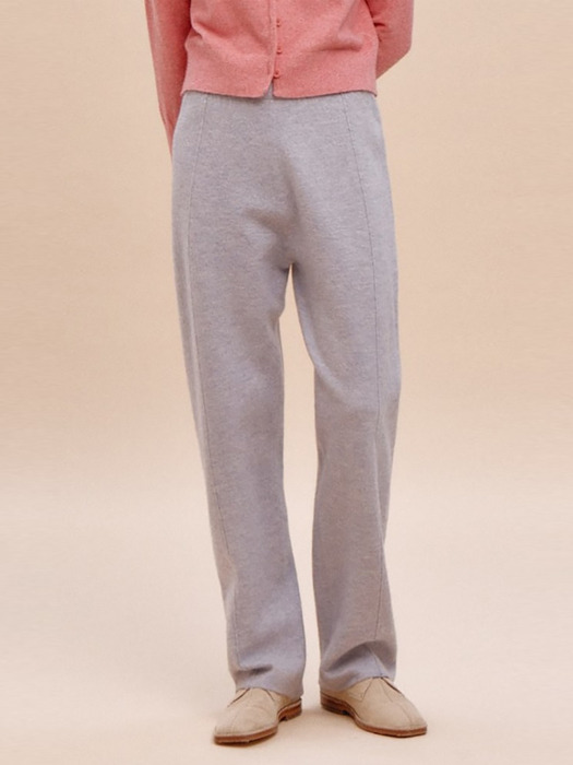 Merino Wool Long Knit Pants  Light Grey (WE415UC022)