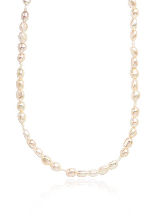 Bubbly Fresh-water-pearl Silver Necklace In493 [Silver]
