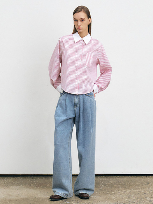 HAILEY OVERSIZE CROPPED SHIRT [3COLORS]