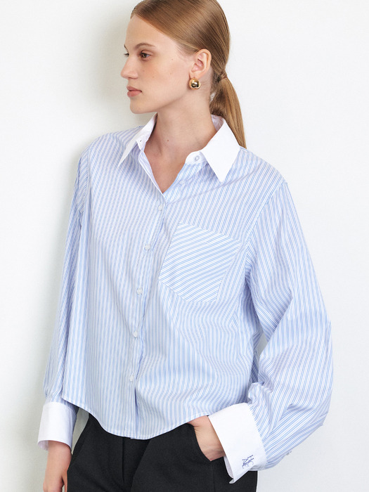 HAILEY OVERSIZE CROPPED SHIRT [3COLORS]