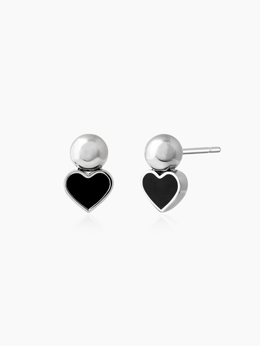 Black Heart Ball Earrings
