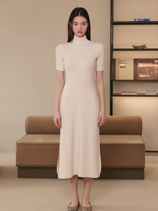 Vera Semi-Turtleneck Knit Dress [Ivory]