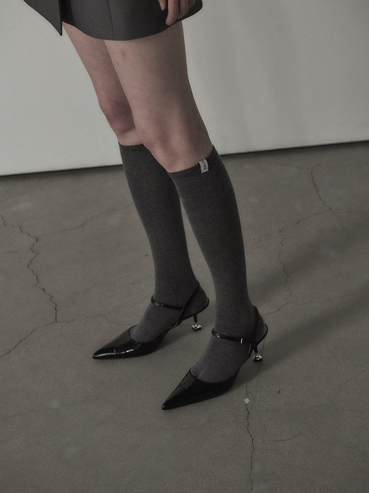 Logo labeled knee socks - Black,Grey,White