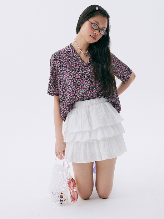Frill Lace Mini Skirt_White