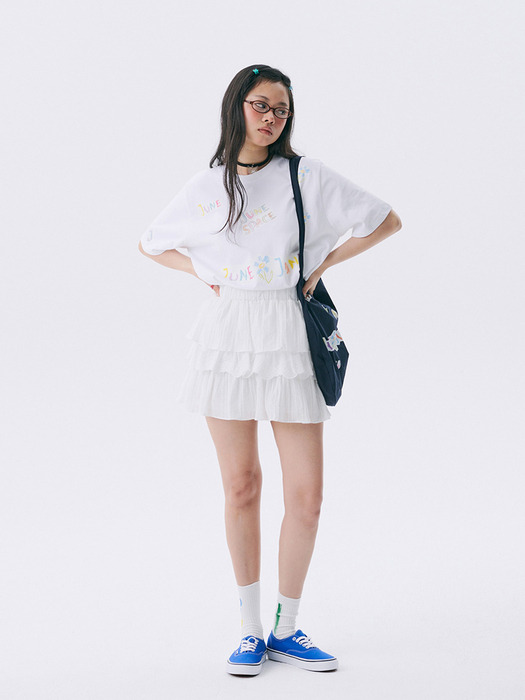 Frill Lace Mini Skirt_White