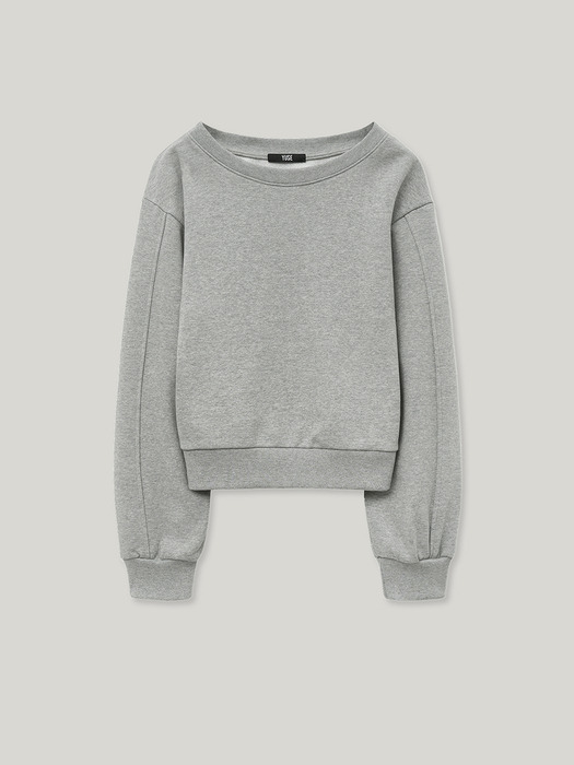 BASIC RECYCLE OFF SHOULDER SWEAT SHIRT TOP - GRAY