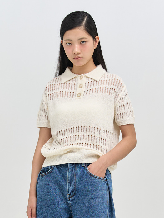 [단독] HOLEY KNIT TOP(IVORY)