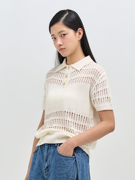 [단독] HOLEY KNIT TOP(IVORY)