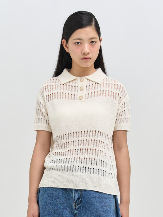 [단독] HOLEY KNIT TOP(IVORY)