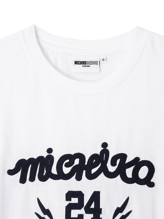CHAIN EMBROIDERY TOP WHITE_UNISEX