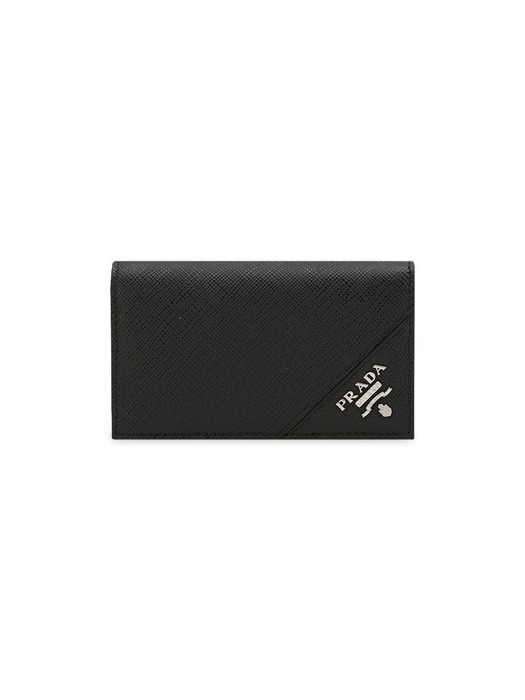 23FW 프라다  남성 사피아노 로고 블랙 카드 지갑 2MC122 QME F0002 STK