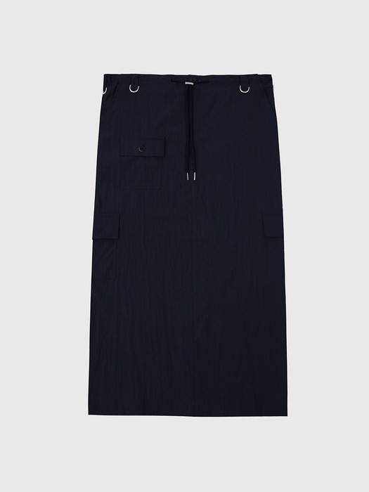 Wrinkle Nylon String Cargo Skirt